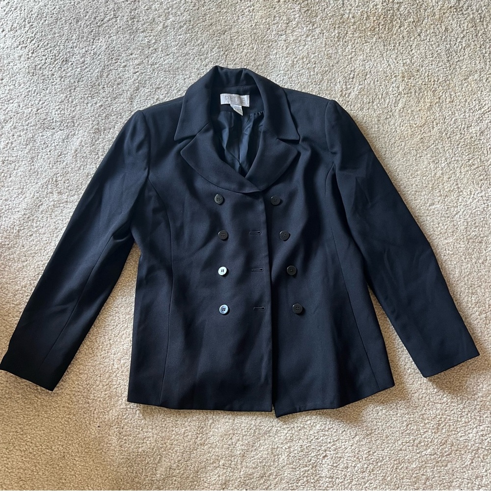 Elegant Black Double-Breasted Women's Jacket Blazer By Petite Sophisticated